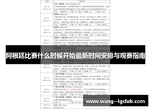 阿根廷比赛什么时候开始最新时间安排与观赛指南